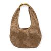 Bolsa Hobo em Ráfia Trançada com Detalhe Dourado Fargo