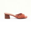 Sandalia Salto Medio Bloco Mule Macrame Terracota Fargo
