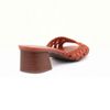 Sandalia Salto Medio Bloco Mule Macrame Terracota Fargo