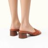 Sandalia Salto Medio Bloco Mule Macrame Terracota Fargo