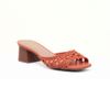Sandalia Salto Medio Bloco Mule Macrame Terracota Fargo