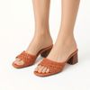 Sandalia Salto Medio Bloco Mule Macrame Terracota Fargo