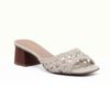 Sandalia Salto Medio Bloco Mule Macrame Off White Fargo