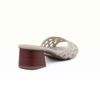 Sandalia Salto Medio Bloco Mule Macrame Off White Fargo