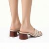 Sandalia Salto Medio Bloco Mule Macrame Off White Fargo