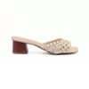 Sandalia Salto Medio Bloco Mule Macrame Dourada Fargo