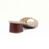 Sandalia Salto Medio Bloco Mule Macrame Dourada Fargo