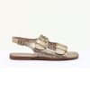 Rasteira Laser E Maxi Fivelas Dourado Fargo