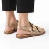 Rasteira Laser E Maxi Fivelas Dourado Fargo