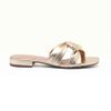 Sandalia Salto Baixo Bloco Transpasse Argola Dourado Fargo