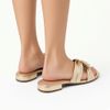 Sandalia Salto Baixo Bloco Transpasse Argola Dourado Fargo