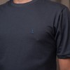 Camiseta Masculina Lisa Cinza Ardósia Logo Azul