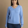 Sweater Feminino Monaco Gola V 015449 Azul Médio