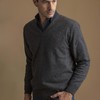 Sweater Lambswool V Hombre 27031 Cinza Escuro