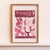 J Borges M - Ceu Estrelado Rosa Xilogravura + Moldura