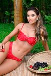 Biquíni Faixa Asa-Delta Pérolas Vermelho - Jeri