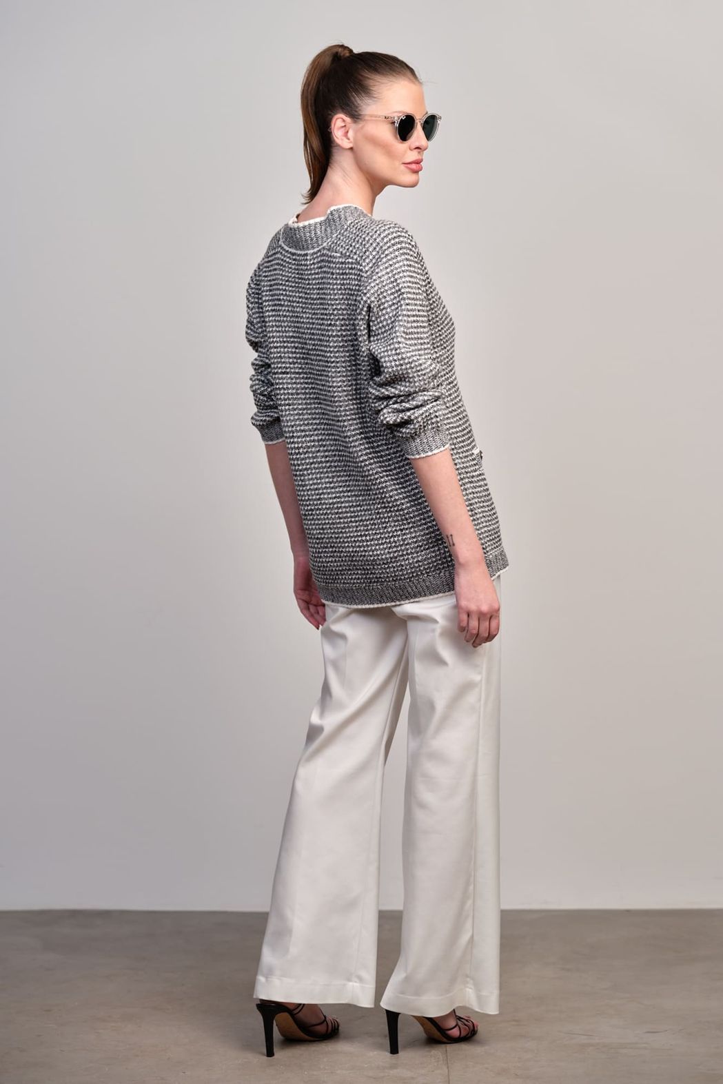 Cardigan Tricot Alongado Grafite Ana