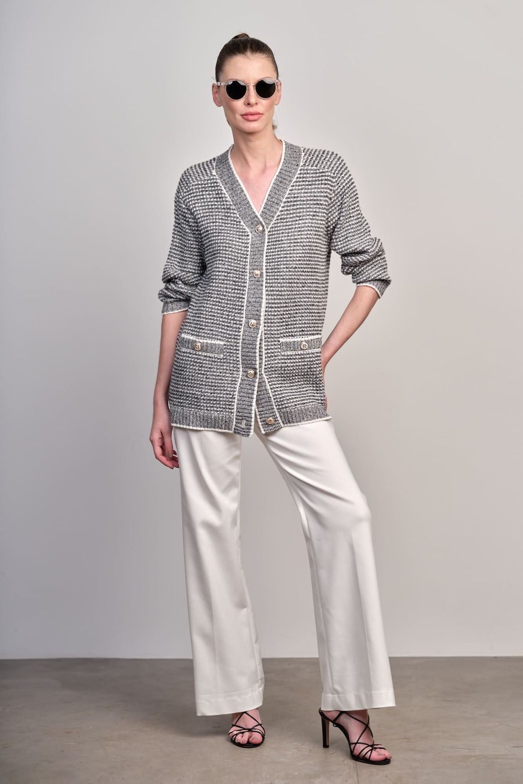 Cardigan Tricot Alongado Grafite Ana