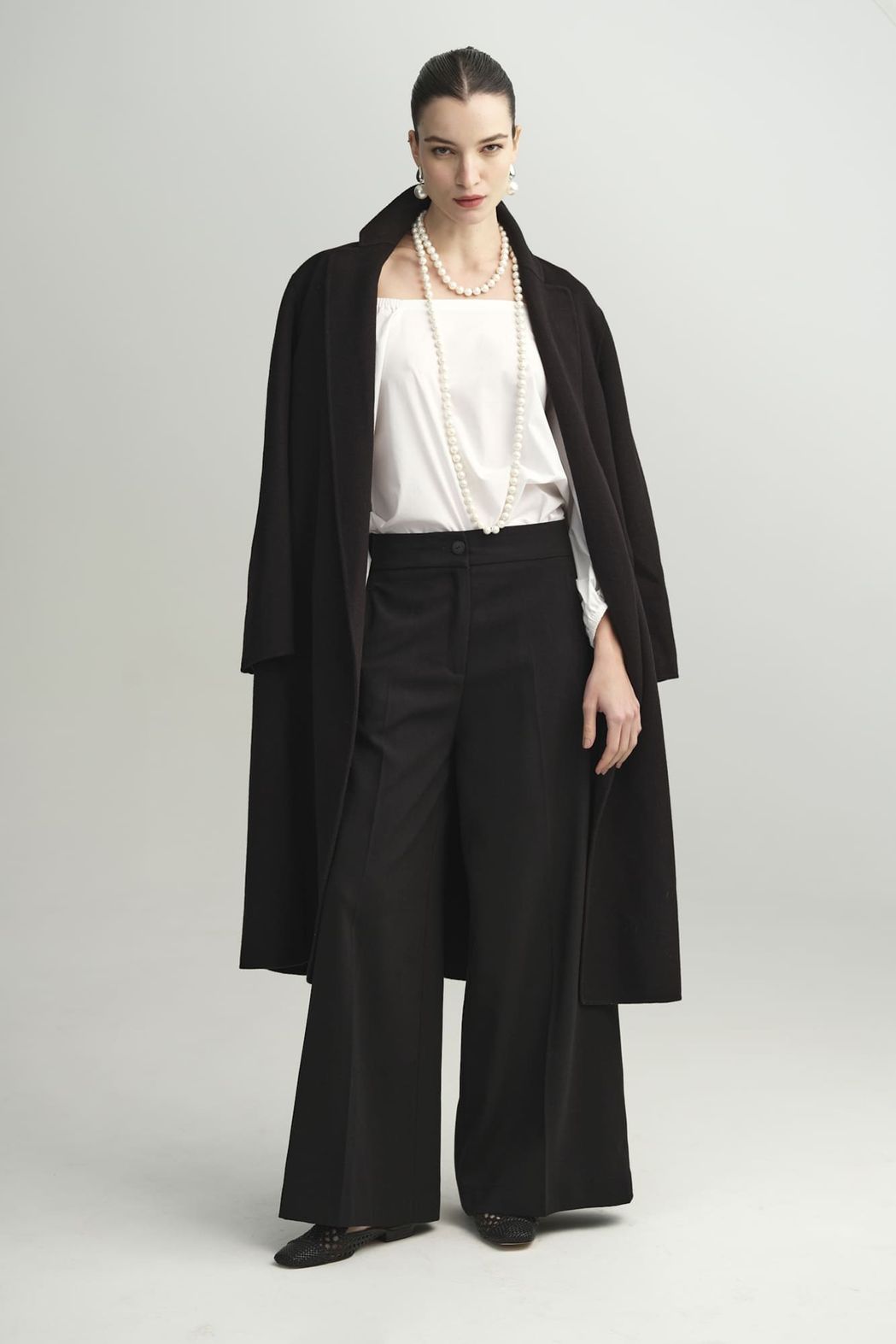 Calça Ampla Crepe  Preta Betina CB 