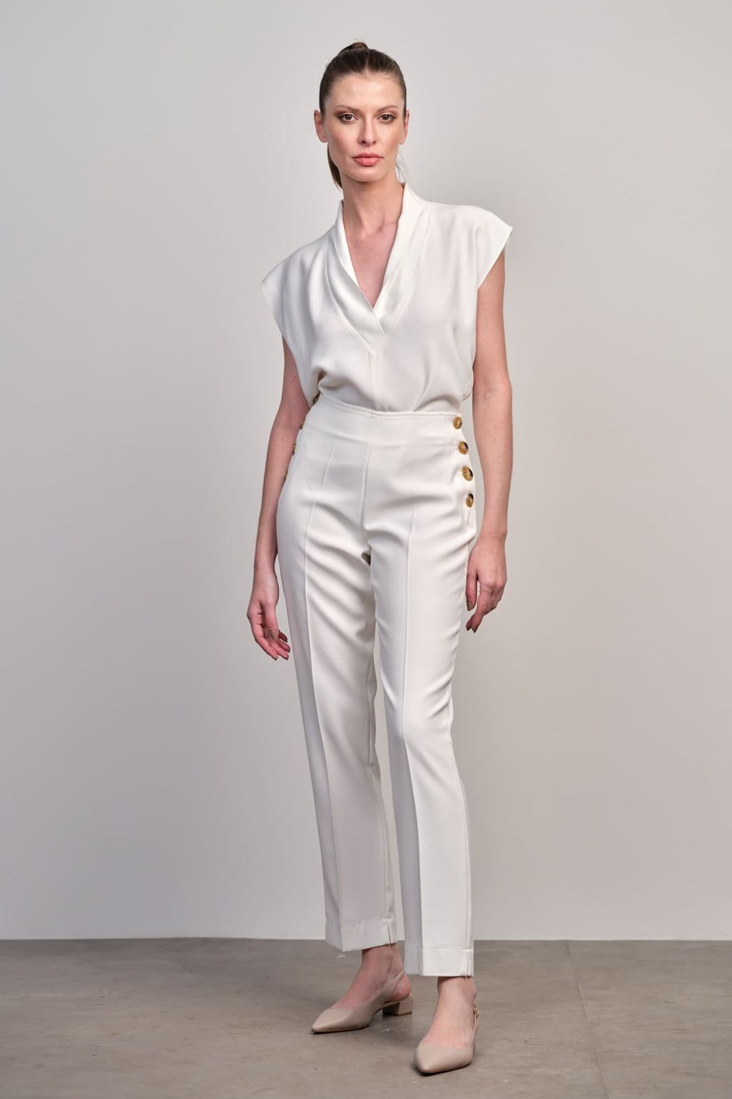 Calça Crepe Patou Off White Lucy