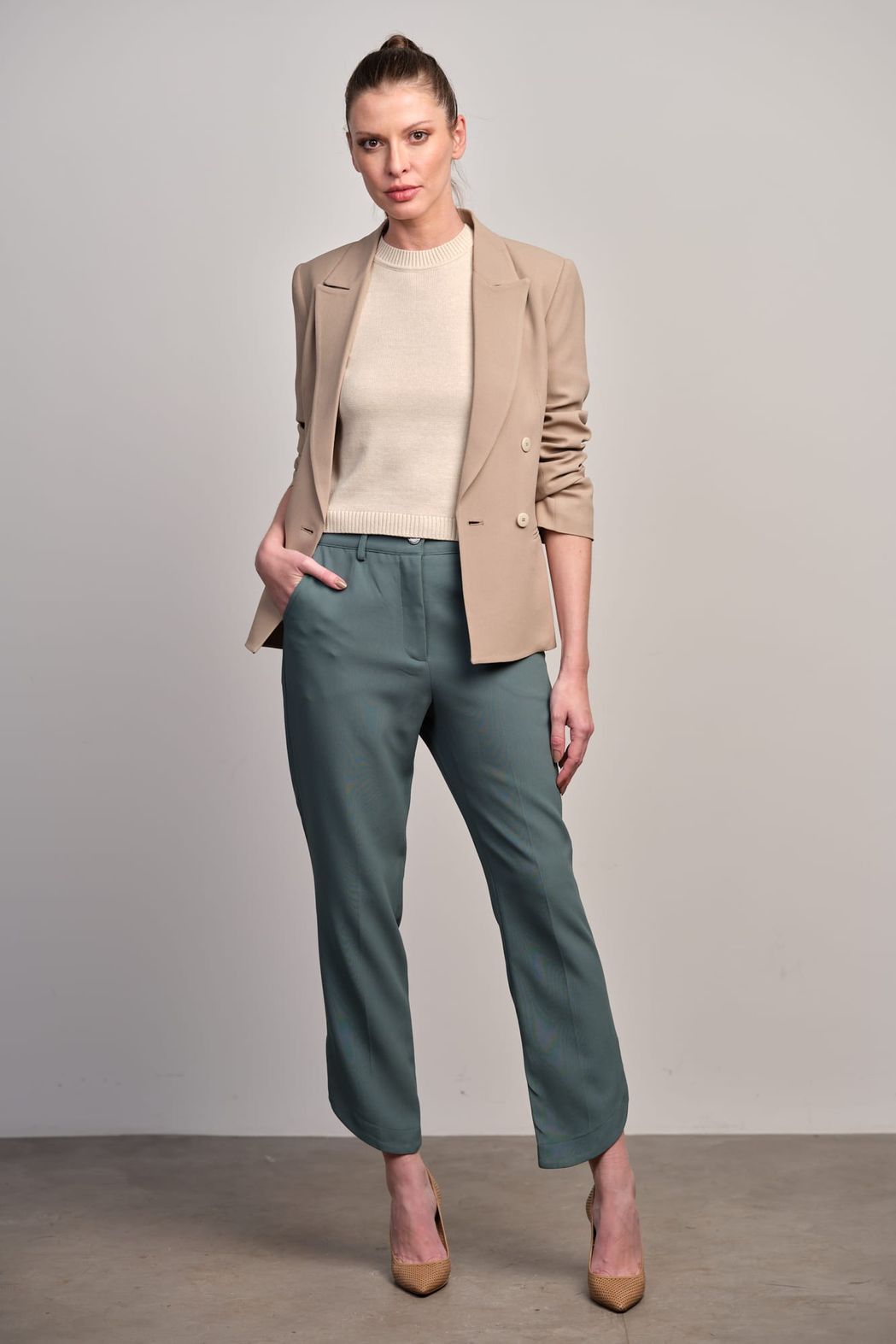 Blazer Crepe Bege Luiza CB