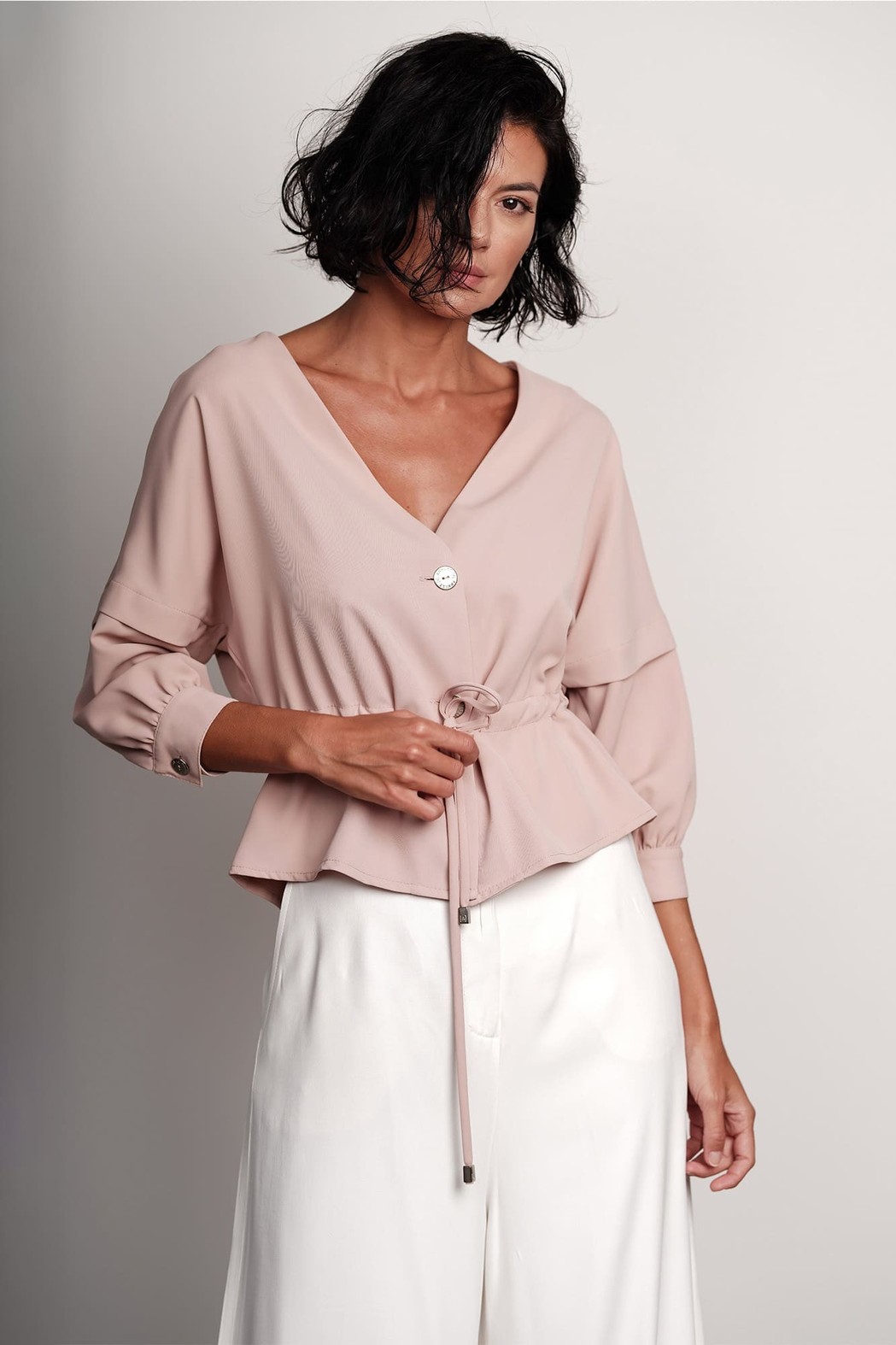 Blusa Crepe Rosa Pó Lenita