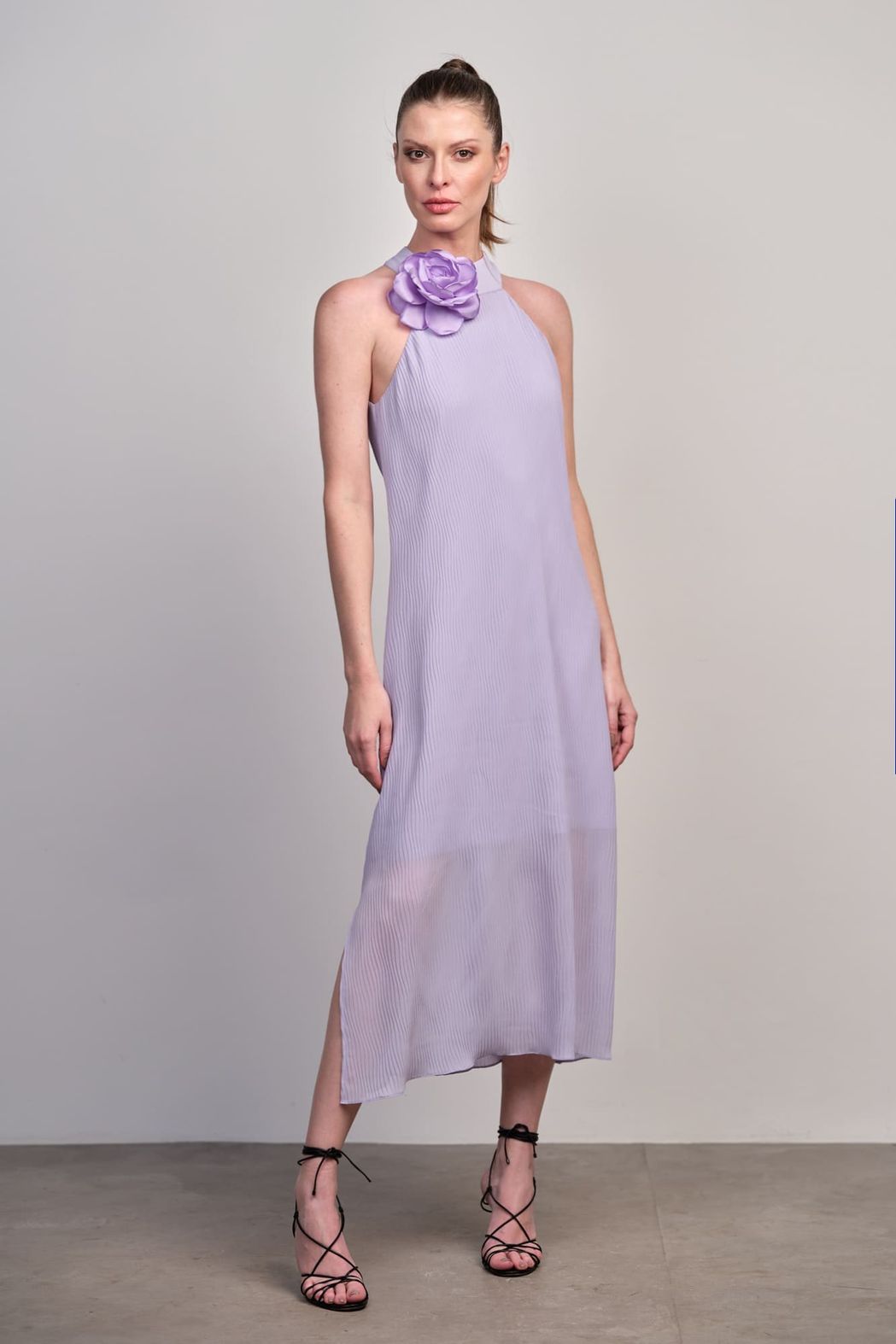 Vestido Plissado Lavanda Mirela