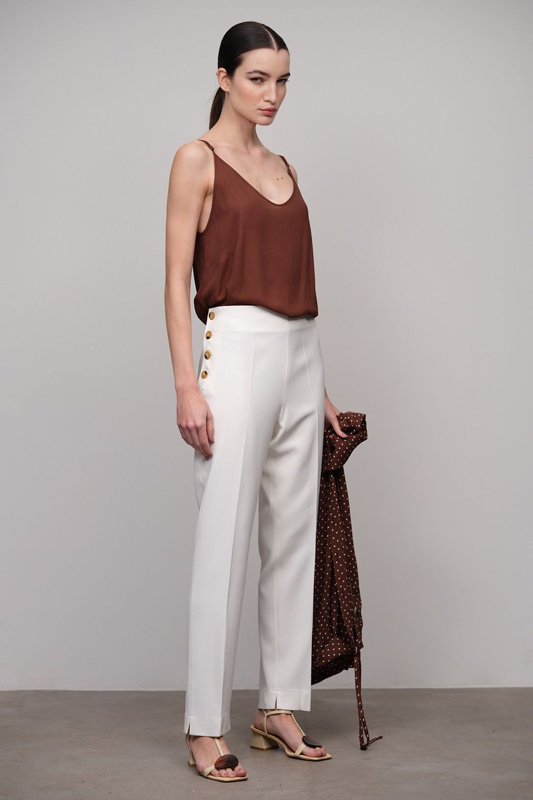 Calça Crepe Patou Off White Lucy
