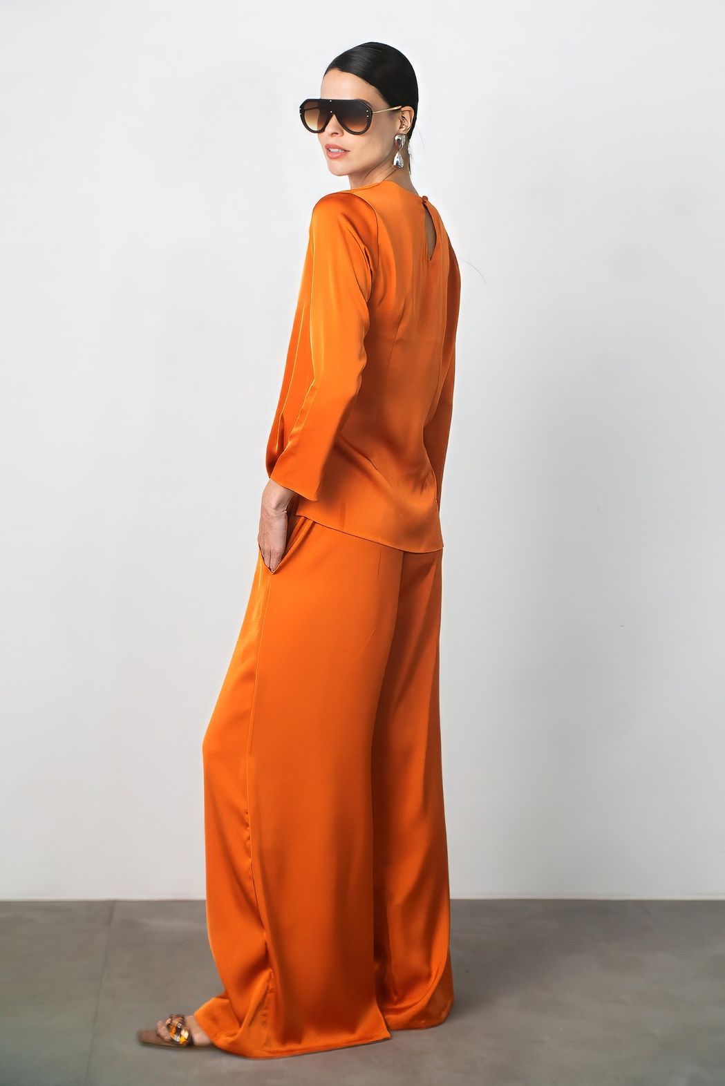 Calça Cetim Laranja Sophia 