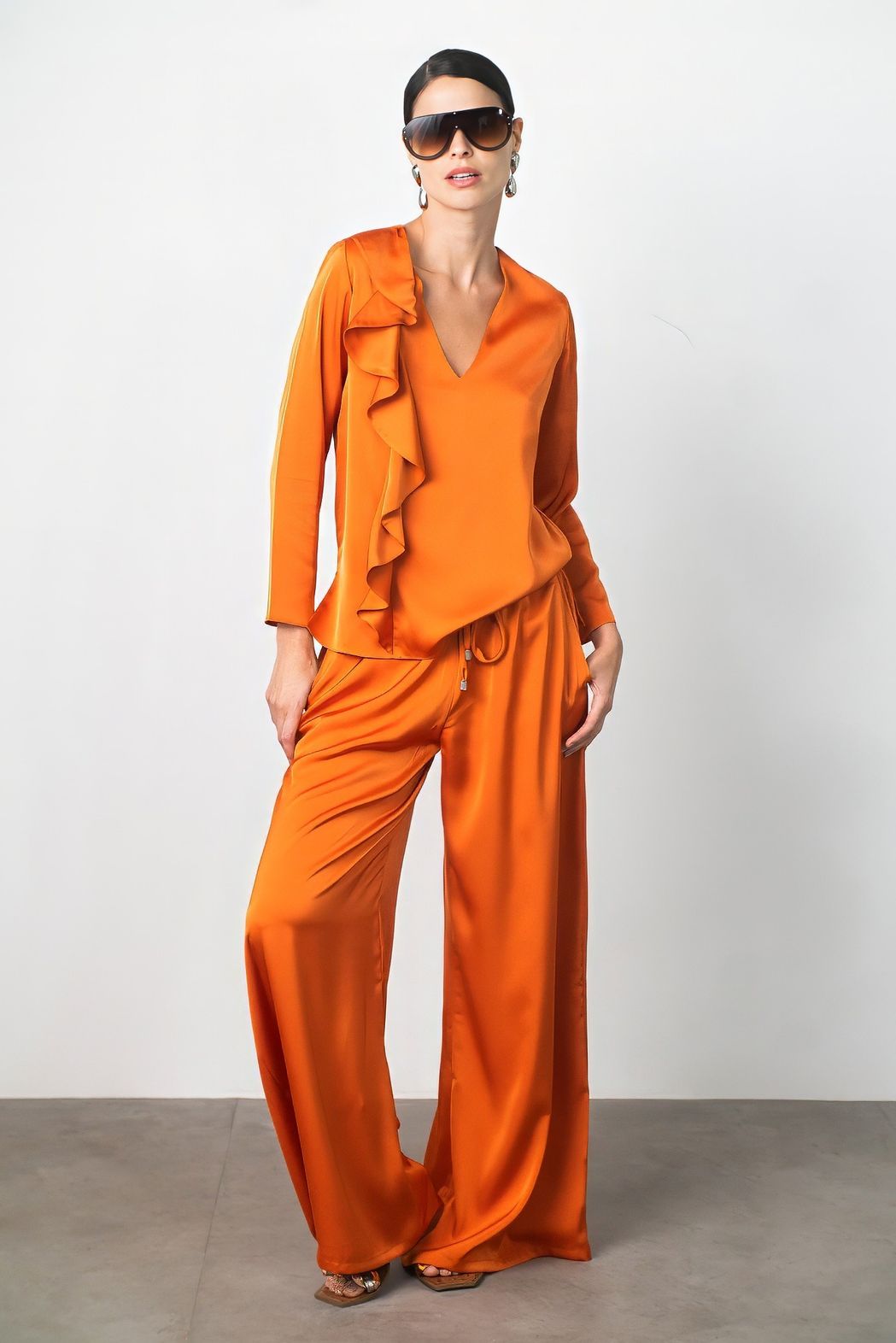 Calça Cetim Laranja Sophia 