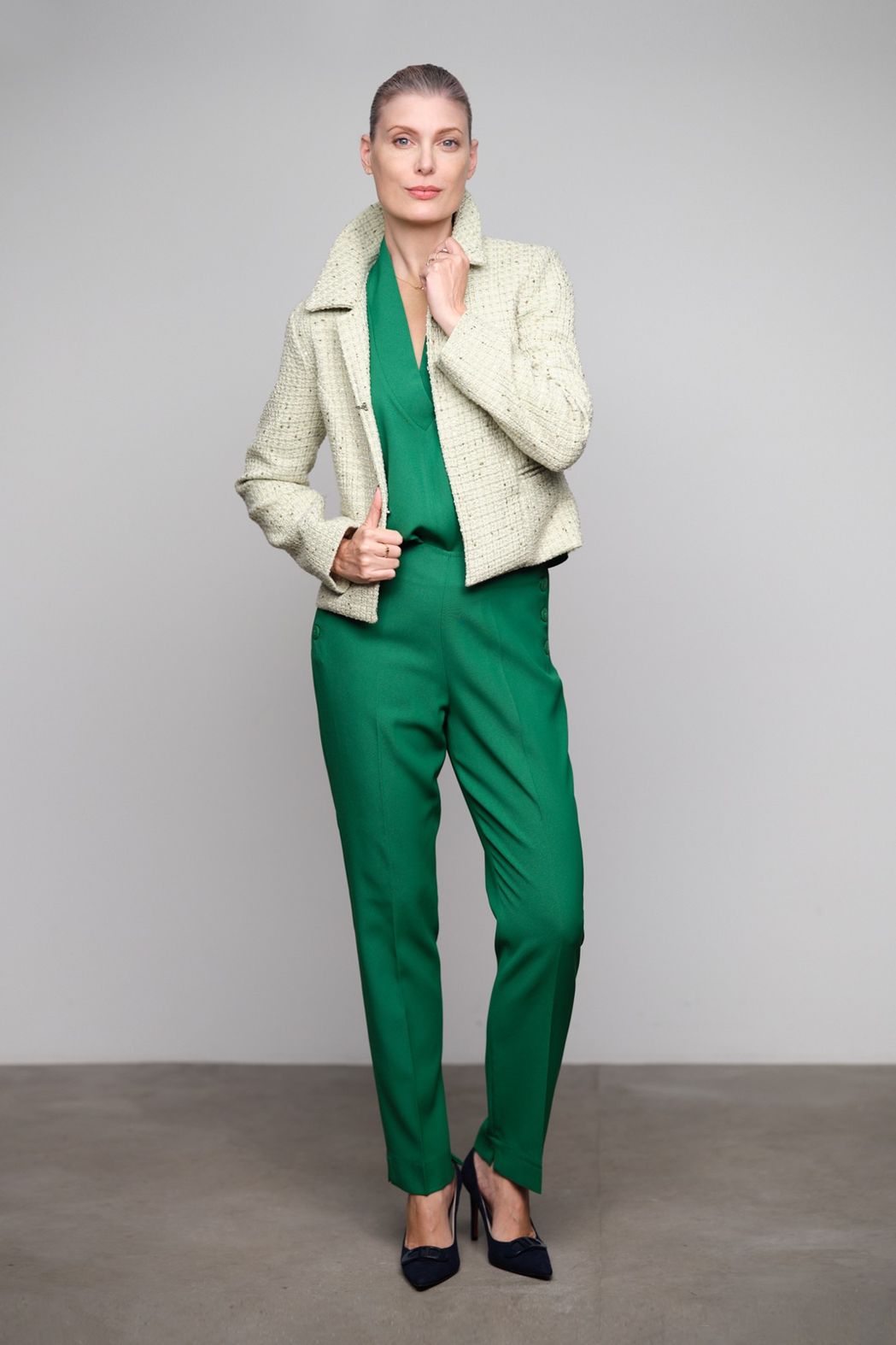 Calça Reta de Crepe Patou Verde Ingrid