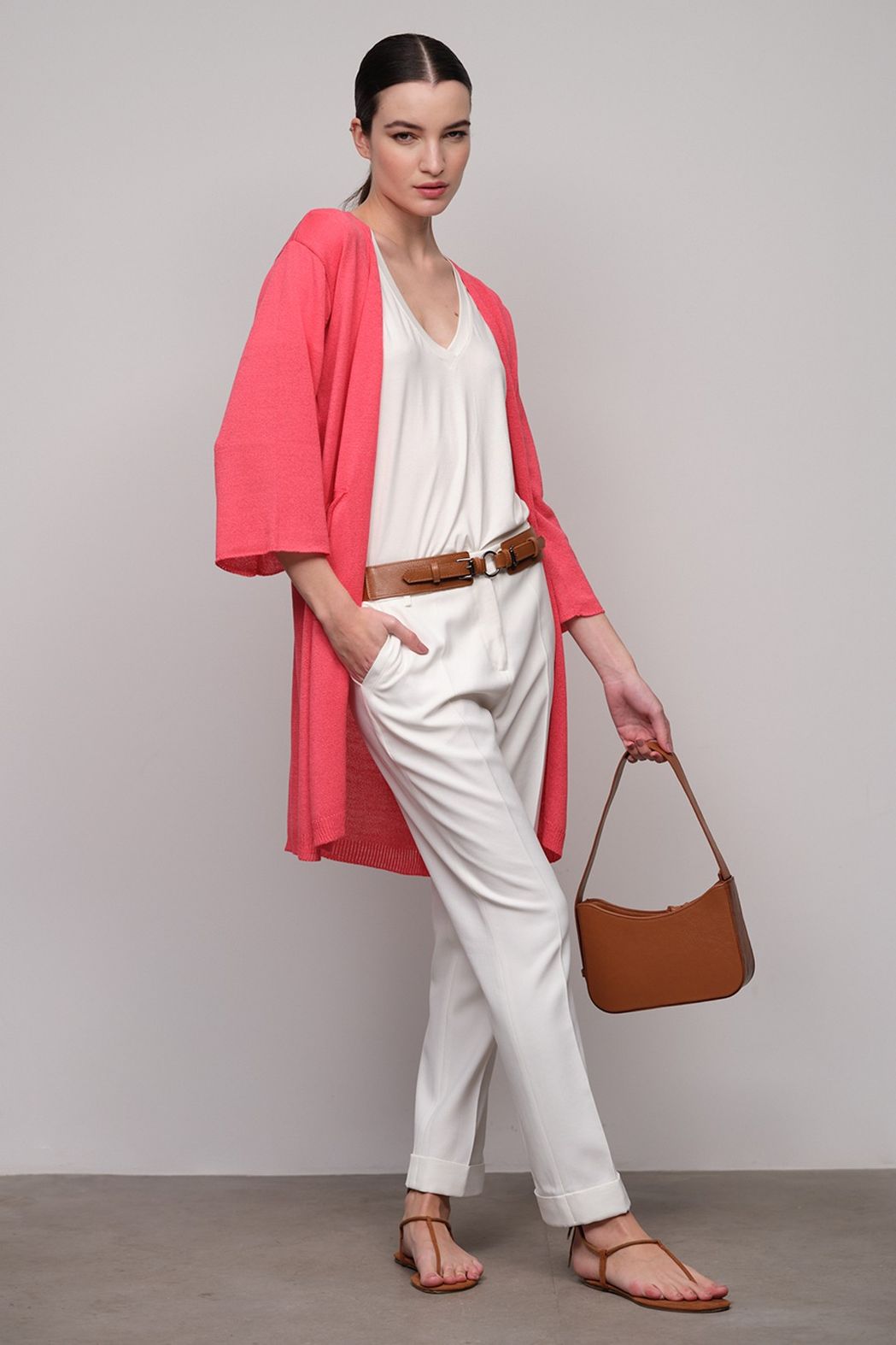 Calça com Bolso Crepe Patou Off White Fabia 