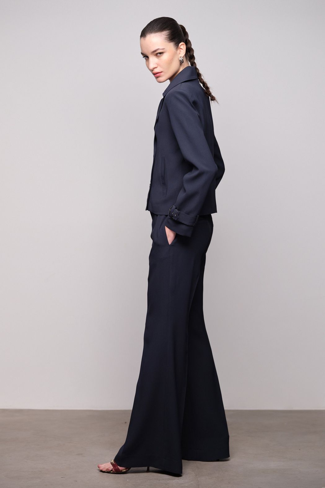 Calça Pantalona Crepe Patou Marinho Vivian 