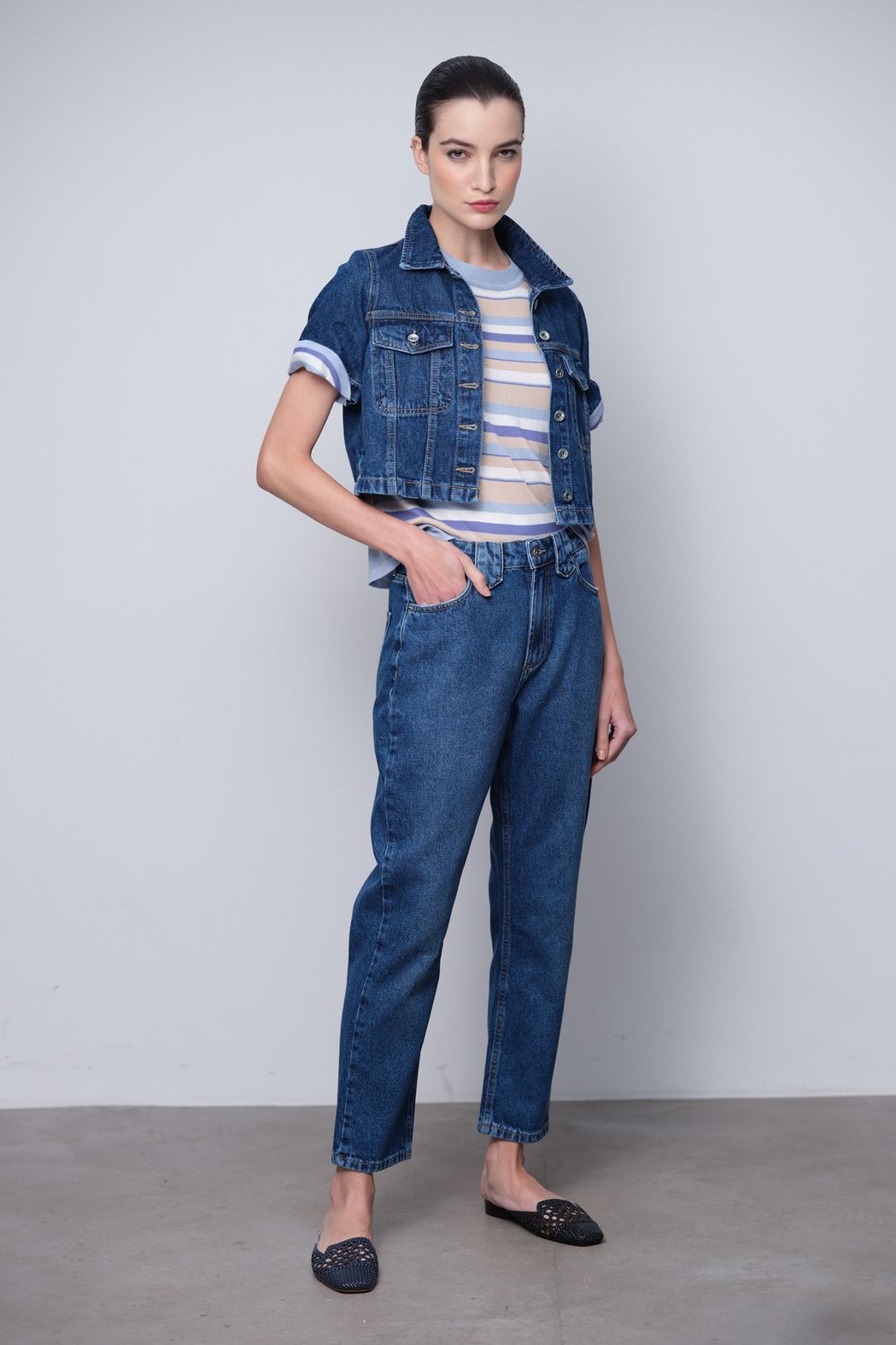 Jaqueta Curta Jeans Escuro Marta