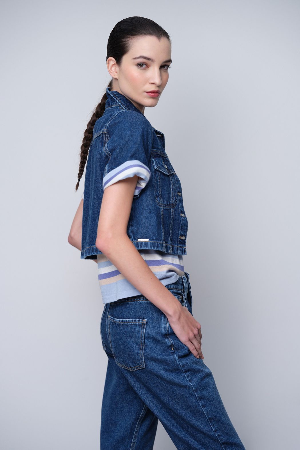Jaqueta Curta Jeans Escuro Marta