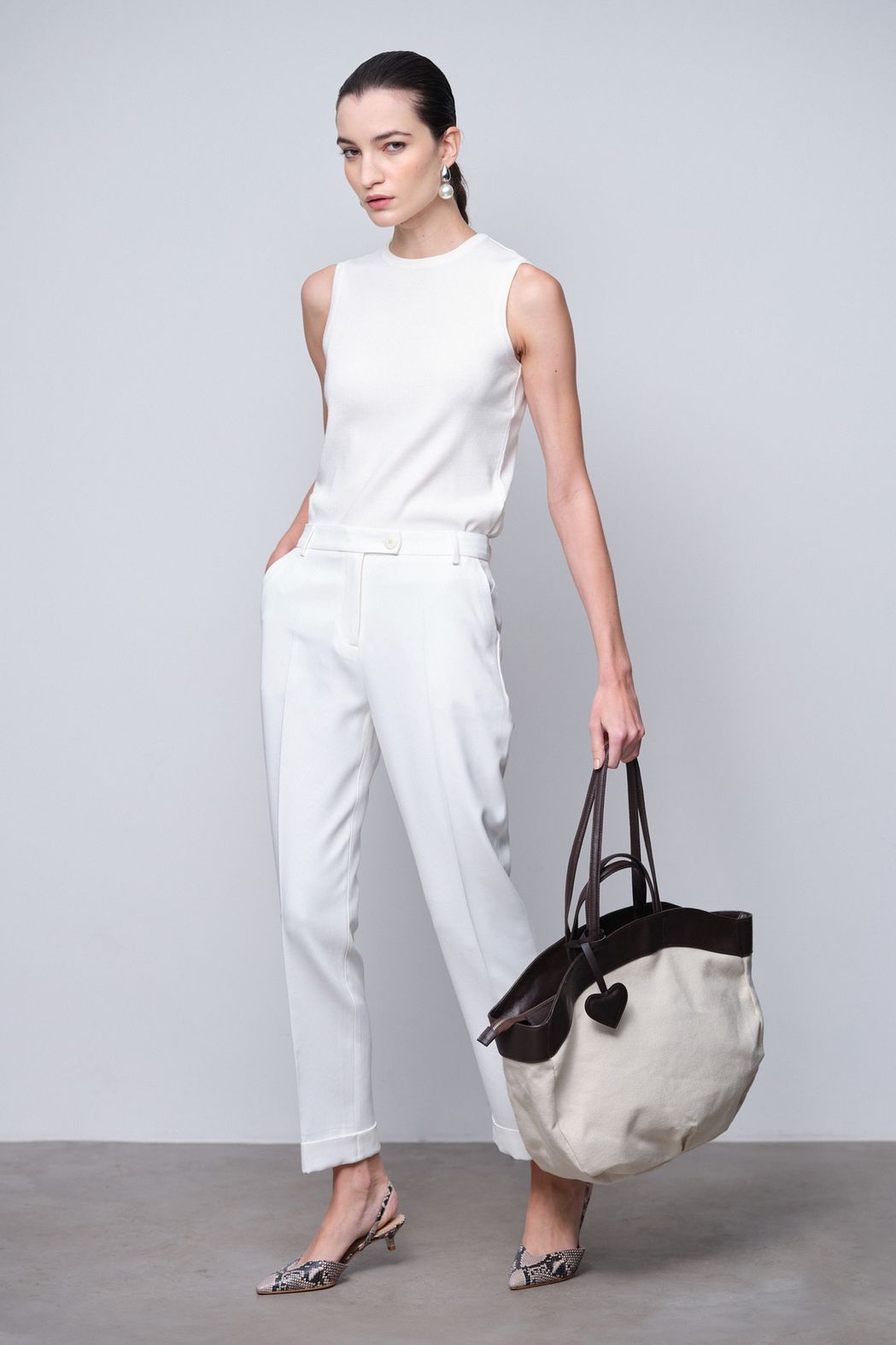 Bolsa Lona e Couro Marrom Celia