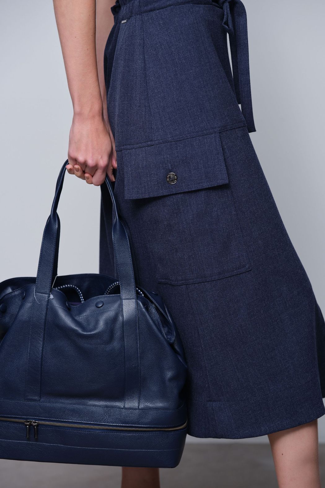 Bolsa Couro Ziper Marinho