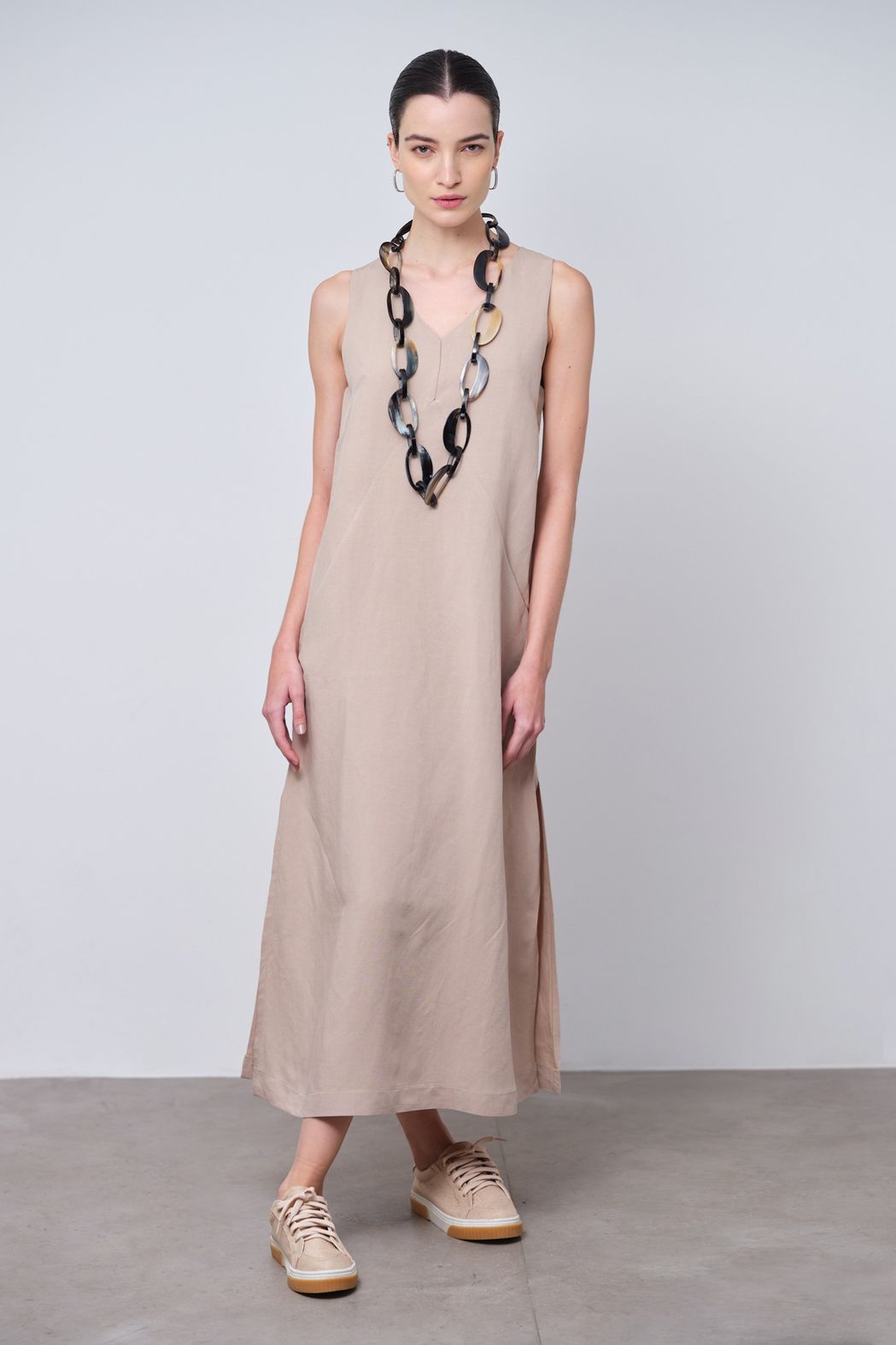 Vestido Linho Bege Daniela