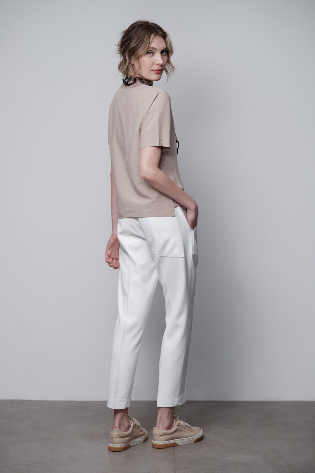 Blusa Linho com Tricot Bege Isadora