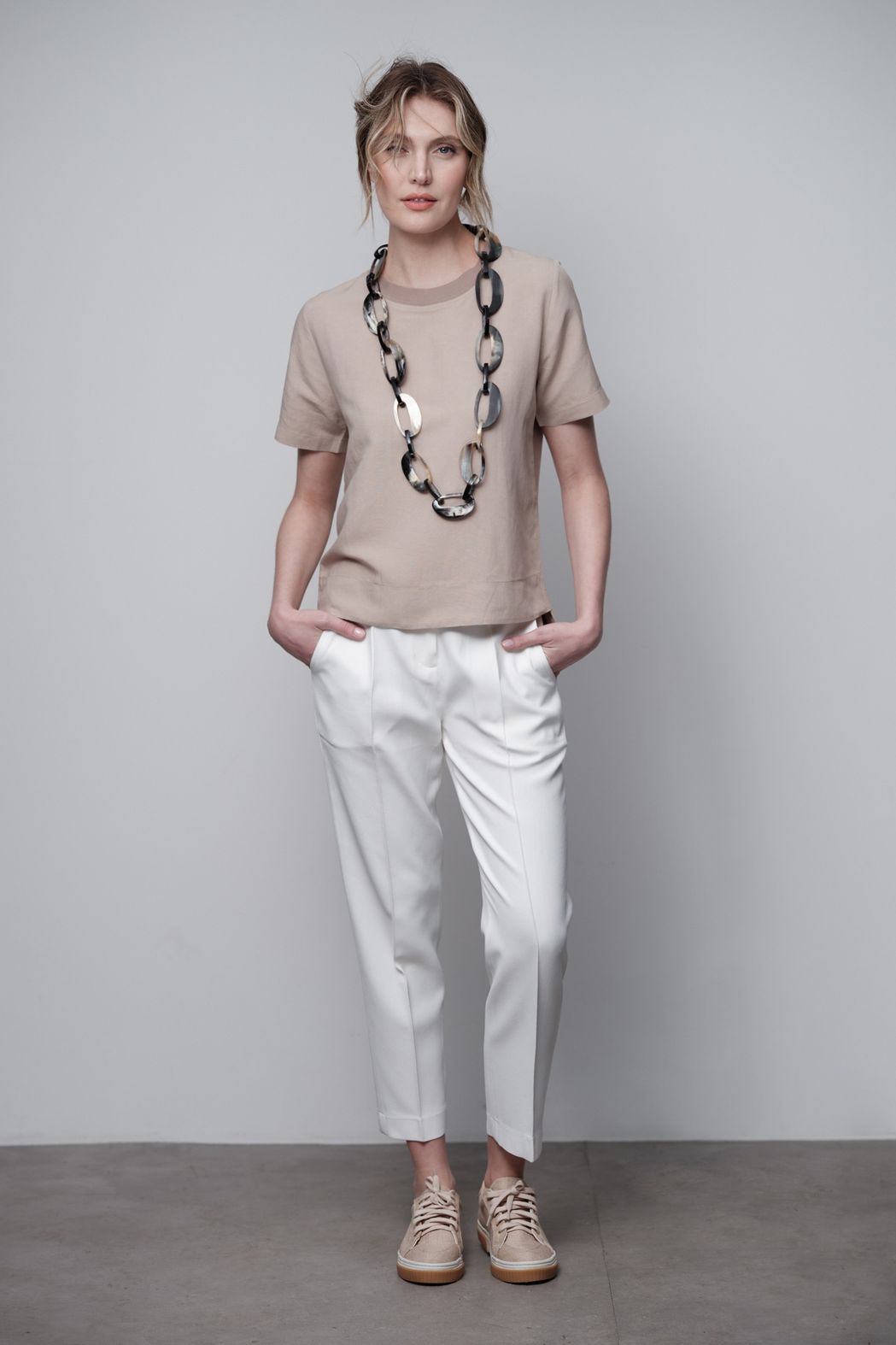 Blusa Linho com Tricot Bege Isadora