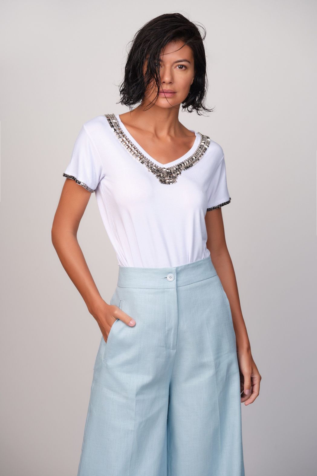Calça Viscolinho Azul Betina