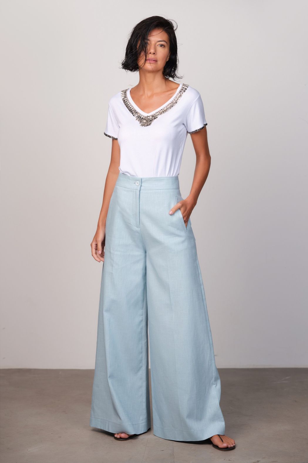 Calça Viscolinho Azul Betina