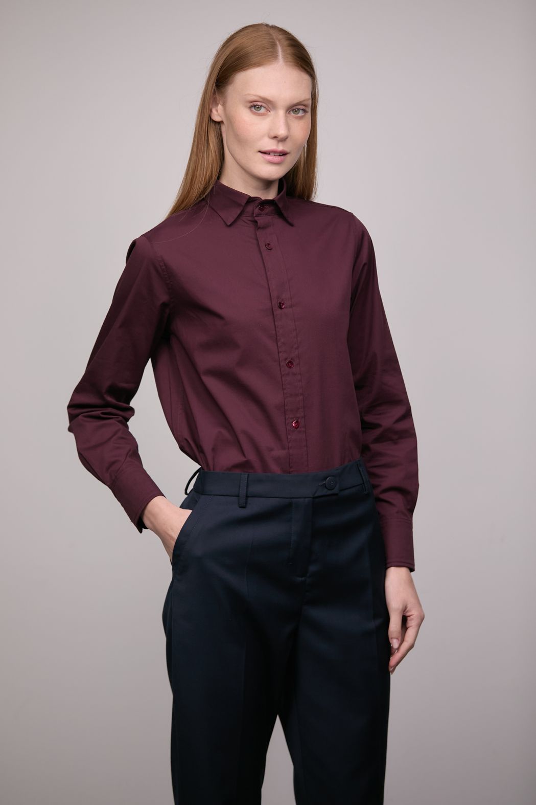 Camisa Slim Tricoline Vinho Carlota CB
