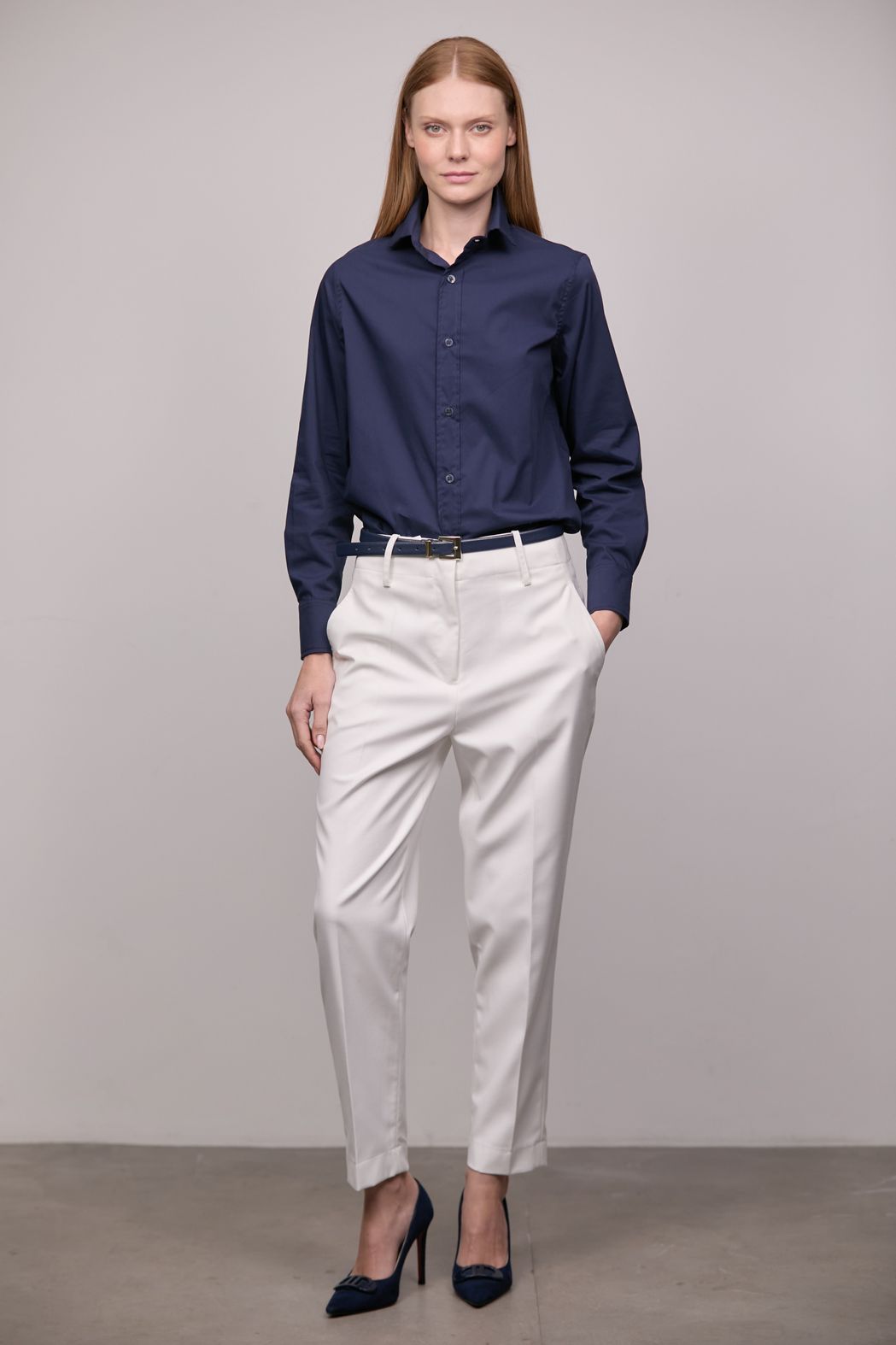 Camisa Slim Tricoline Marinho Carlota CB