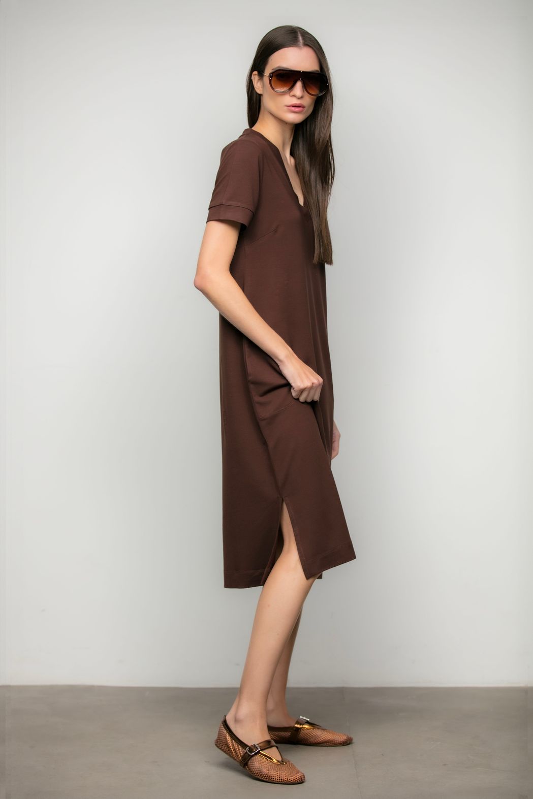 Vestido Moletinho Café Elizete
