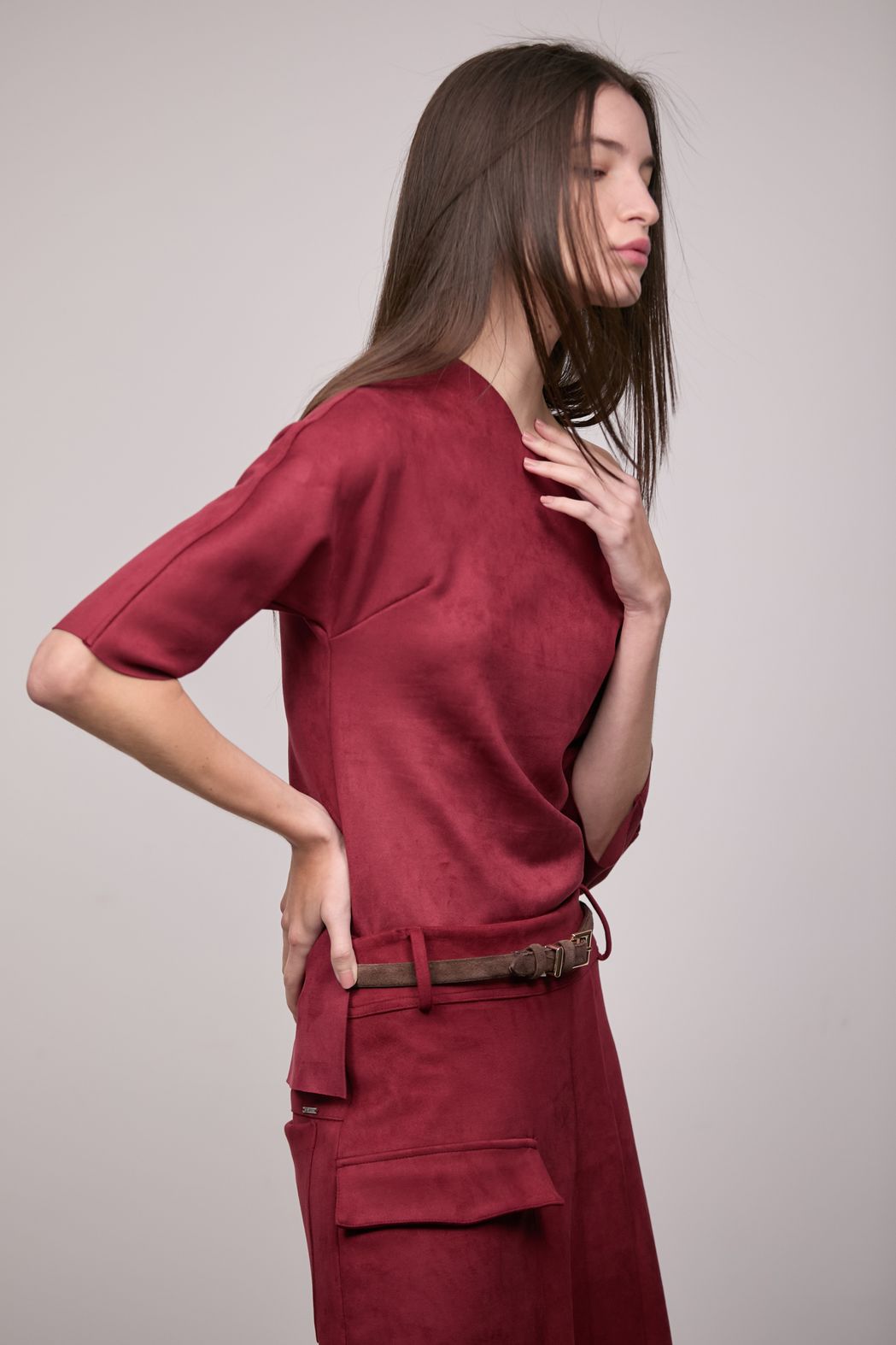 Saia Cargo Midi Suede Vinho Melissa 