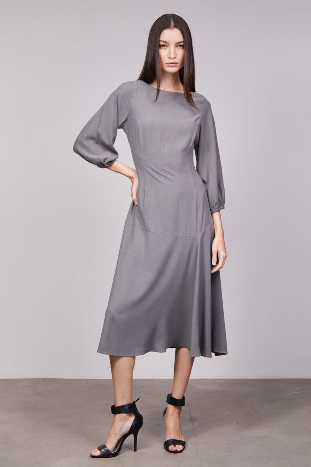 Vestido Midi Liocel Cinza Sofia