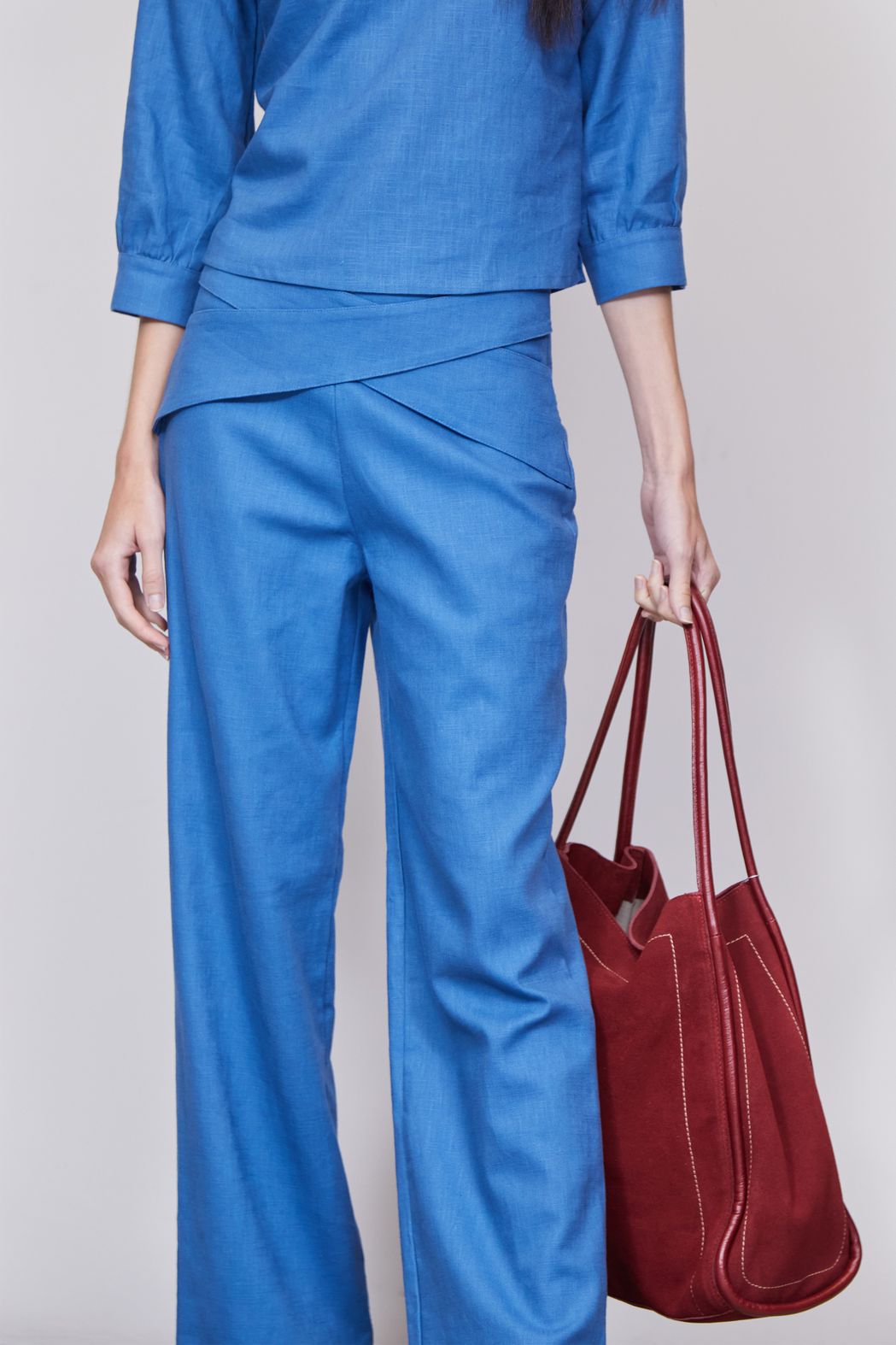 Calça Pantalona  Rami Azul Livia