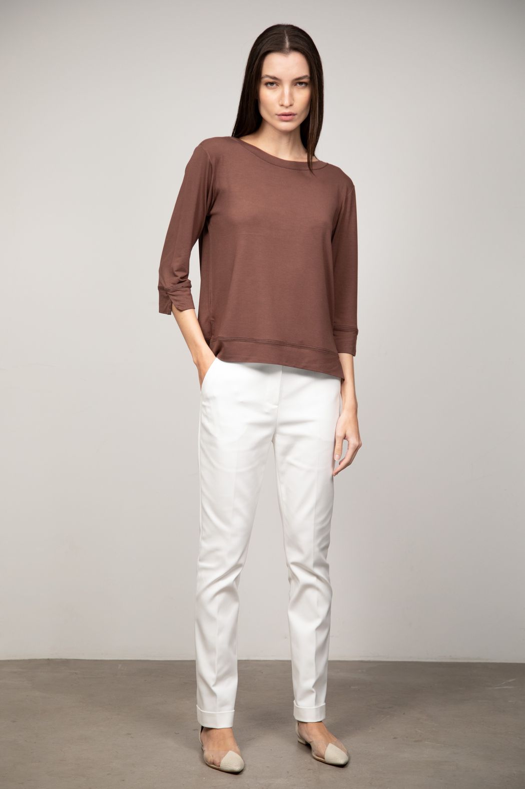 Blusa  Pesponto Chocolate Marta