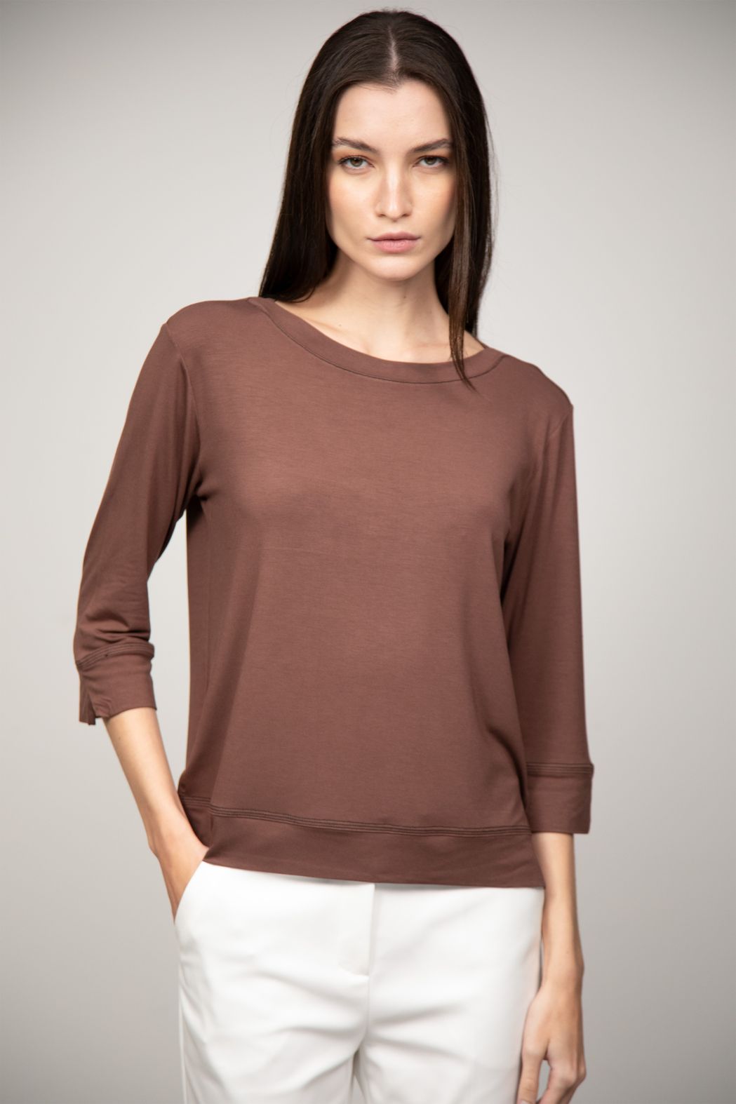 Blusa  Pesponto Chocolate Marta